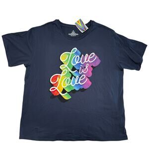 Love is Love *NEW* Pride Navy Blue Rainbow Short Sleeve Tee Size 2X Unisex Adult